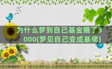 为什么梦到自己基金赚了3000(梦见自己变成基佬)