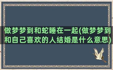 做梦梦到和蛇睡在一起(做梦梦到和自己喜欢的人结婚是什么意思)