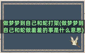 做梦梦到自己和蛇打架(做梦梦到自己和蛇做羞羞的事是什么意思)