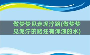 做梦梦见走泥泞路(做梦梦见泥泞的路还有浑浊的水)