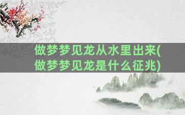 做梦梦见龙从水里出来(做梦梦见龙是什么征兆)