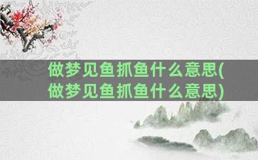 做梦见鱼抓鱼什么意思(做梦见鱼抓鱼什么意思)