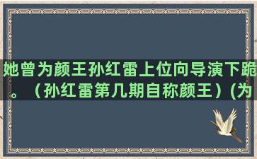 她曾为颜王孙红雷上位向导演下跪。（孙红雷第几期自称颜王）(为什么孙红雷被称为颜值王)