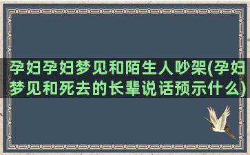 孕妇孕妇梦见和陌生人吵架(孕妇梦见和死去的长辈说话预示什么)