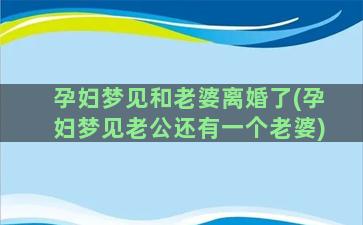 孕妇梦见和老婆离婚了(孕妇梦见老公还有一个老婆)