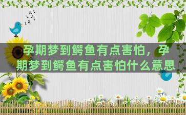 孕期梦到鳄鱼有点害怕，孕期梦到鳄鱼有点害怕什么意思