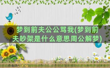 梦到前夫公公骂我(梦到前夫吵架是什么意思周公解梦)