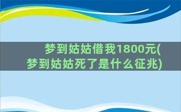 梦到姑姑借我1800元(梦到姑姑死了是什么征兆)