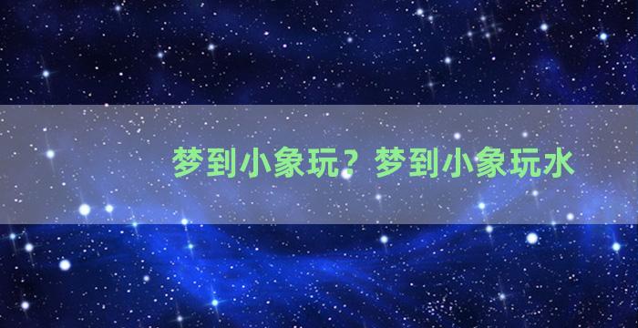 梦到小象玩？梦到小象玩水