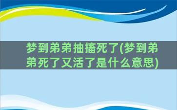 梦到弟弟抽搐死了(梦到弟弟死了又活了是什么意思)