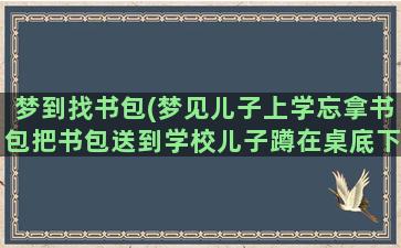 梦到找书包(梦见儿子上学忘拿书包把书包送到学校儿子蹲在桌底下找东西)