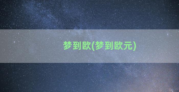 梦到欧(梦到欧元)