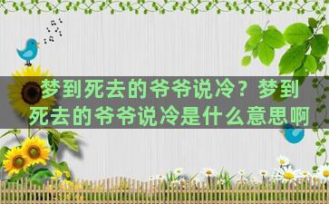 梦到死去的爷爷说冷？梦到死去的爷爷说冷是什么意思啊