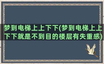 梦到电梯上上下下(梦到电梯上上下下就是不到目的楼层有失重感)