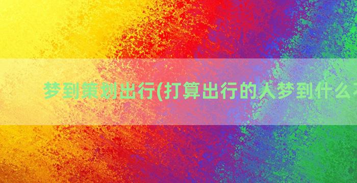 梦到策划出行(打算出行的人梦到什么不太好)