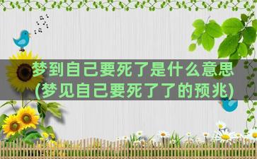 梦到自己要死了是什么意思(梦见自己要死了了的预兆)