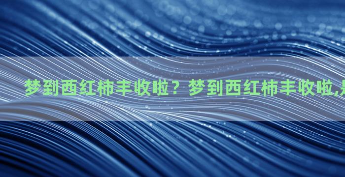 梦到西红柿丰收啦？梦到西红柿丰收啦,是什么意思