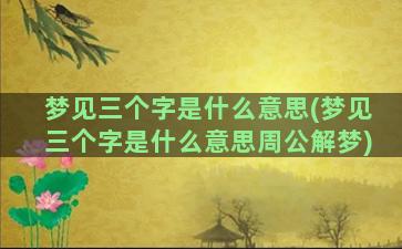 梦见三个字是什么意思(梦见三个字是什么意思周公解梦)