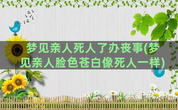 梦见亲人死人了办丧事(梦见亲人脸色苍白像死人一样)