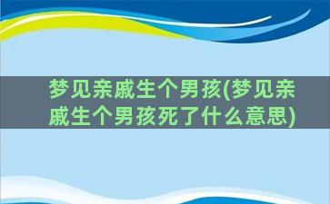 梦见亲戚生个男孩(梦见亲戚生个男孩死了什么意思)