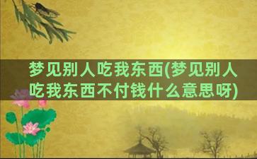 梦见别人吃我东西(梦见别人吃我东西不付钱什么意思呀)