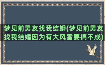 梦见前男友找我结婚(梦见前男友找我结婚因为有大风雪要搞不成)