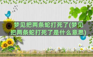 梦见把两条蛇打死了(梦见把两条蛇打死了是什么意思)