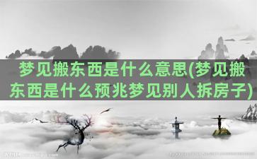 梦见搬东西是什么意思(梦见搬东西是什么预兆梦见别人拆房子)