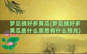 梦见摘好多黄瓜(梦见摘好多黄瓜是什么意思有什么预兆)