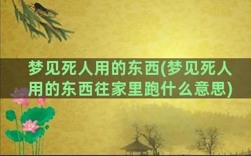 梦见死人用的东西(梦见死人用的东西往家里跑什么意思)