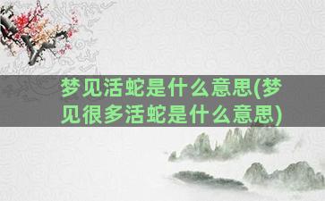 梦见活蛇是什么意思(梦见很多活蛇是什么意思)