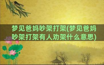 梦见爸妈吵架打架(梦见爸妈吵架打架有人劝架什么意思)