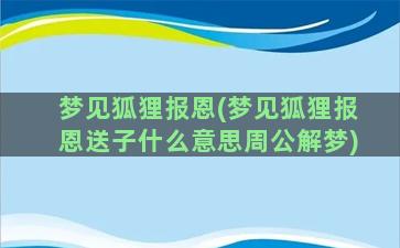 梦见狐狸报恩(梦见狐狸报恩送子什么意思周公解梦)