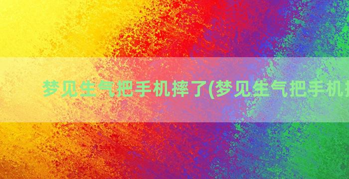 梦见生气把手机摔了(梦见生气把手机摔坏了)