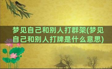 梦见自己和别人打群架(梦见自己和别人打牌是什么意思)