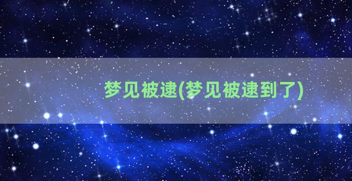 梦见被逮(梦见被逮到了)